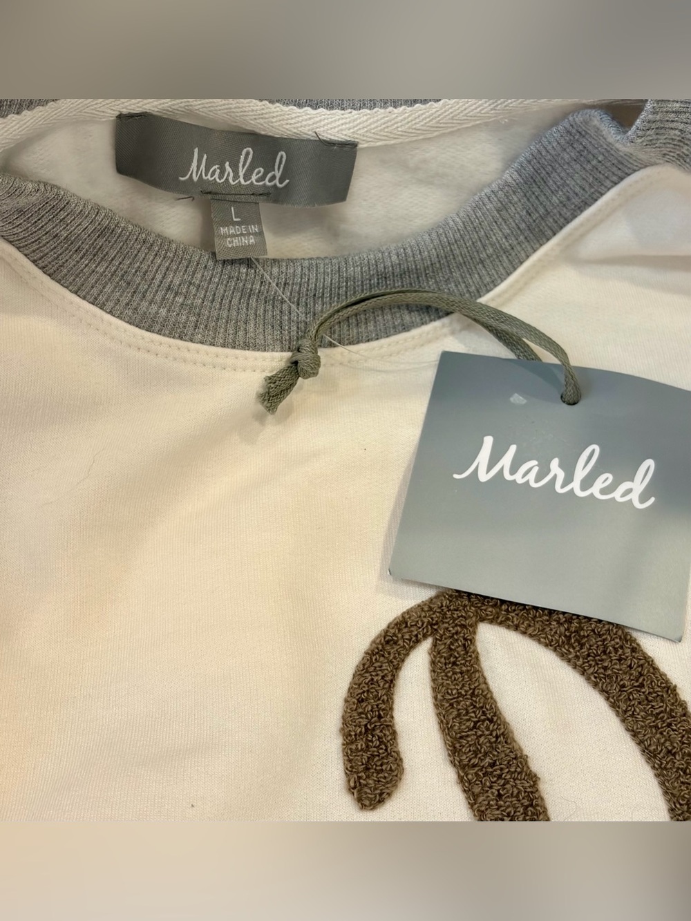NWT MARLED Cream & Gray 'Game Day' Crewneck Sweatshirt - Picture 4 of 7